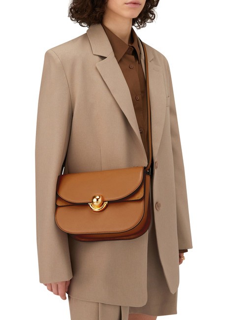 SFERA Ledertasche mit Schulterklappe Brandy - Damentaschen