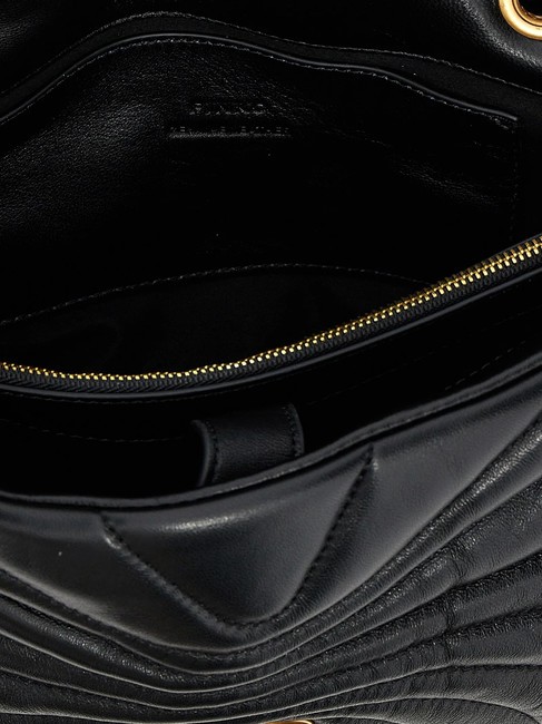 LOVE PUFF CLASSIC Umhängetasche aus Nappaleder schwarz-antikgold - Damentaschen