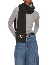 CALVIN KLEIN CK JEANS MONOGRAM EMBRO Schal aus recyceltem Polyester Schwarz/Altrosa - Schals - 3