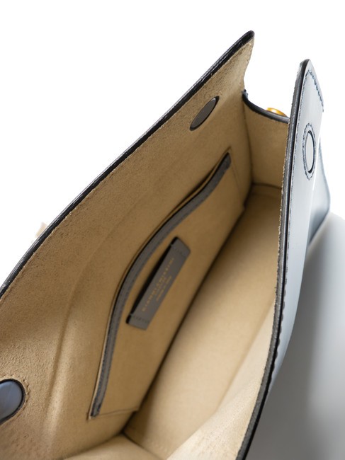 LOGO PRINT Umhängetasche aus gebürstetem Leder blau färben - Damentaschen