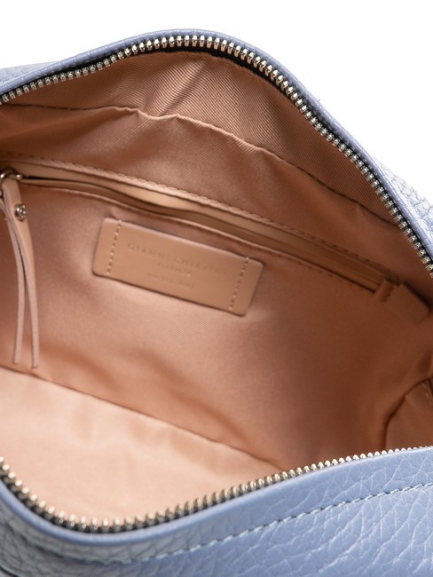 LOGO PRINT Schlafzimmertasche aus gehämmertem Leder blau färben - Damentaschen