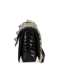 LOVE MOSCHINO CHAIN CROCO Bedruckte Umhängetasche Schwarz - Damentaschen - 3