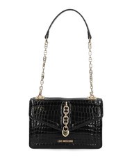 LOVE MOSCHINO CHAIN CROCO Bedruckte Umhängetasche Schwarz - Damentaschen - 4