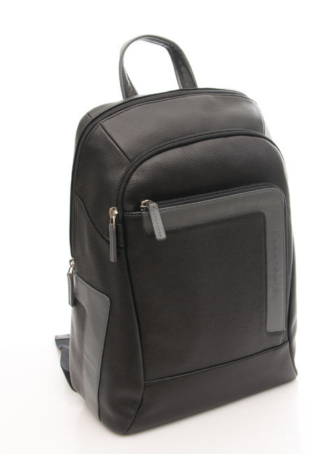 X1 13 "Laptop-Rucksack aus Leder schwarzgrau - PC-Rucksäcke