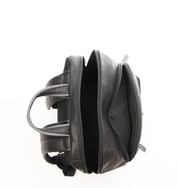 X1 13 "Laptop-Rucksack aus Leder schwarzgrau - PC-Rucksäcke