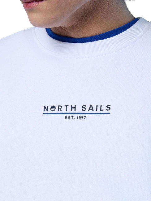 BASIC Baumwoll-Sweatshirt mit Logo-Schriftzug Wei&szlig; - Sweatshirts Herren