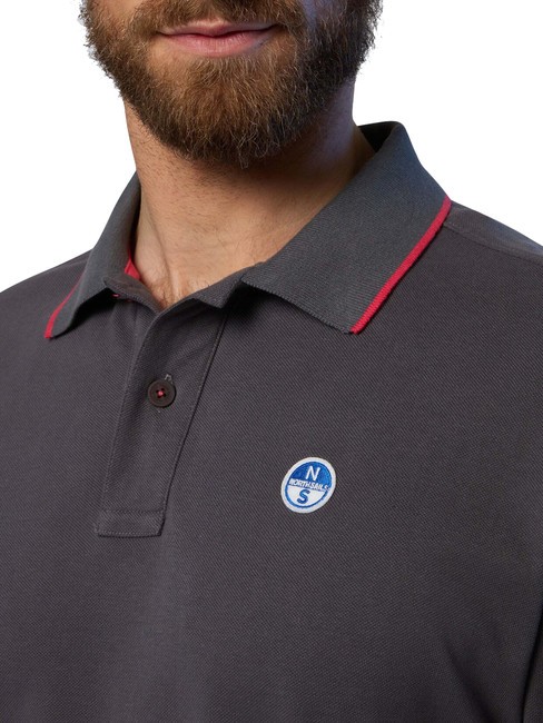 COLLAR STRIPED Kurzarm-Poloshirt aus Baumwolle Eisengrau - Herren-Polo-Shirts/Herren-Polo-Shirt/Herrenpoloshirt/Herrenpoloshirts