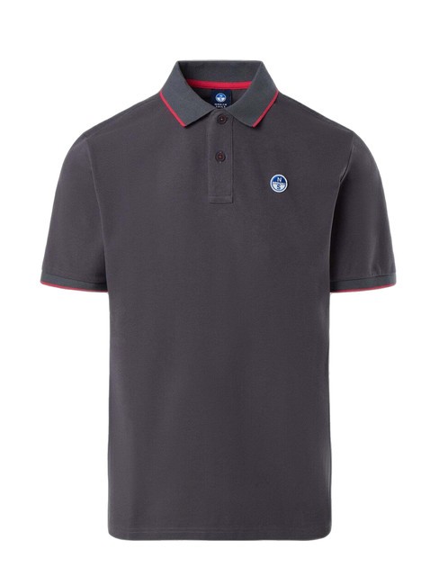 COLLAR STRIPED Kurzarm-Poloshirt aus Baumwolle Eisengrau - Herren-Polo-Shirts/Herren-Polo-Shirt/Herrenpoloshirt/Herrenpoloshirts