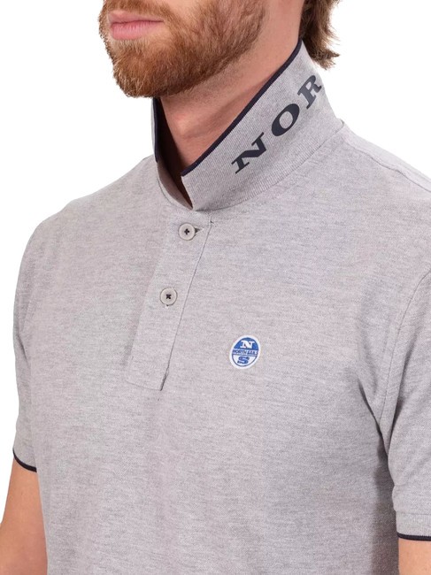 COLLAR STRIPED Kurzarm-Poloshirt aus Baumwolle graue Melange - Herren-Polo-Shirts/Herren-Polo-Shirt/Herrenpoloshirt/Herrenpoloshirts