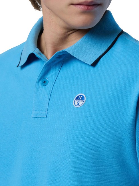 COLLAR STRIPED Kurzarm-Poloshirt aus Baumwolle Himmelblau - Herren-Polo-Shirts/Herren-Polo-Shirt/Herrenpoloshirt/Herrenpoloshirts