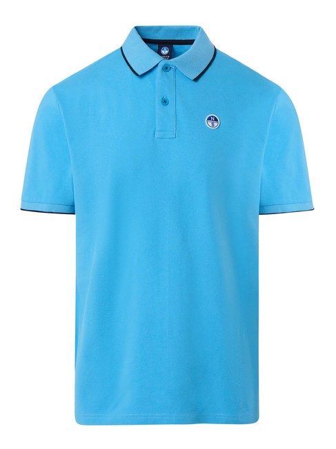 COLLAR STRIPED Kurzarm-Poloshirt aus Baumwolle Himmelblau - Herren-Polo-Shirts/Herren-Polo-Shirt/Herrenpoloshirt/Herrenpoloshirts