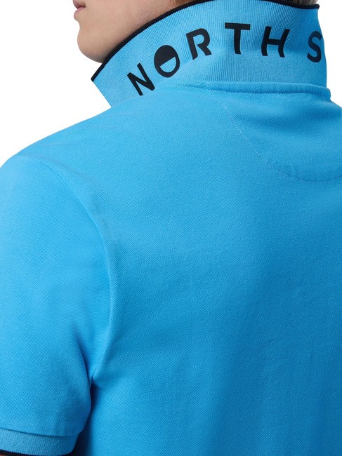 COLLAR STRIPED Kurzarm-Poloshirt aus Baumwolle Himmelblau - Herren-Polo-Shirts/Herren-Polo-Shirt/Herrenpoloshirt/Herrenpoloshirts