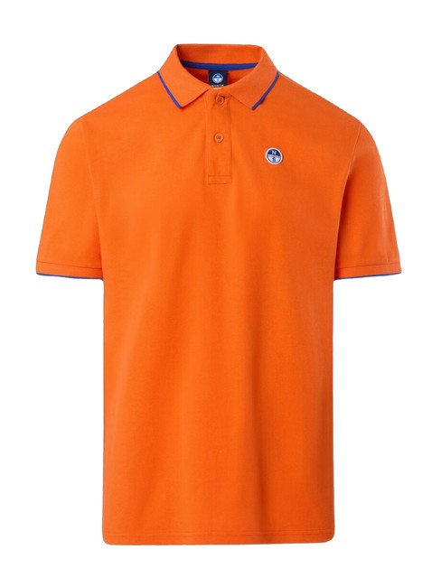 COLLAR STRIPED Kurzarm-Poloshirt aus Baumwolle Flammenorange - Herren-Polo-Shirts/Herren-Polo-Shirt/Herrenpoloshirt/Herrenpoloshirts