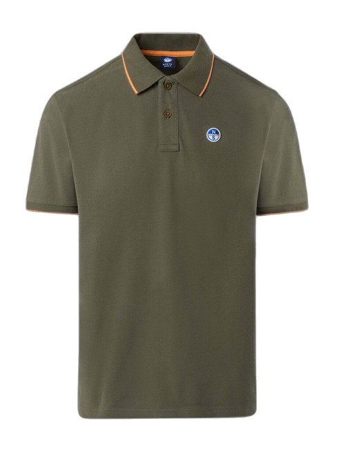 COLLAR STRIPED Kurzarm-Poloshirt aus Baumwolle staubige Oliven - Herren-Polo-Shirts/Herren-Polo-Shirt/Herrenpoloshirt/Herrenpoloshirts