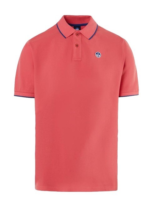 COLLAR STRIPED Kurzarm-Poloshirt aus Baumwolle Calypso-Koralle - Herren-Polo-Shirts/Herren-Polo-Shirt/Herrenpoloshirt/Herrenpoloshirts