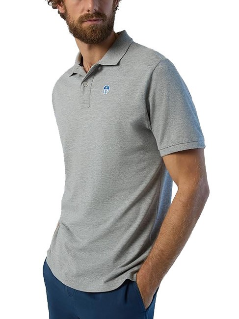 BASIC Kurzarm-Poloshirt aus Baumwolle graue Melange - Herren-Polo-Shirts/Herren-Polo-Shirt/Herrenpoloshirt/Herrenpoloshirts