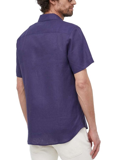 N|S Kurzärmeliges Leinenhemd Navy blau - Herrenhemden