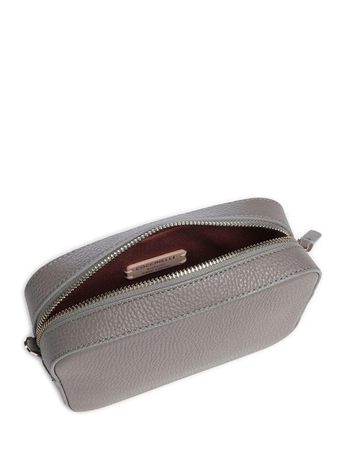 TEBE Schultertasche aus strukturiertem Leder Graphit - Damentaschen