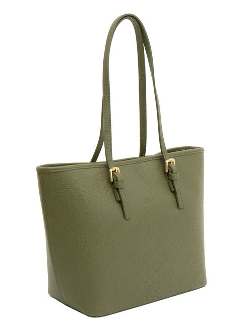 CHIARA Dollar-Shopper-Tasche aus Leder Olive - Damentaschen
