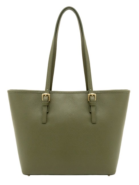 CHIARA Dollar-Shopper-Tasche aus Leder Olive - Damentaschen