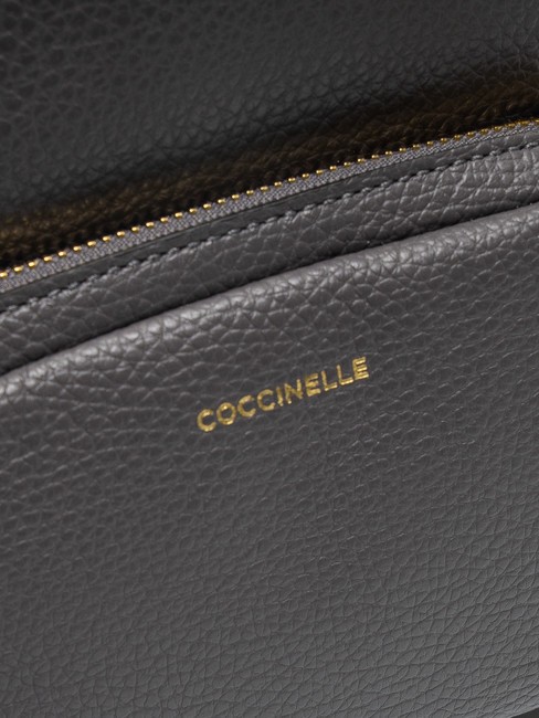 JEN Runder Lederrucksack mit Tasche Schiefer - Damentaschen