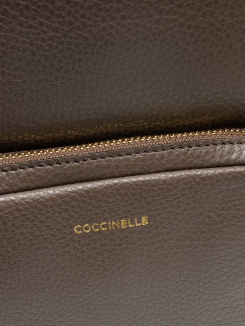 JEN Runder Lederrucksack mit Tasche Ebenholz - Damentaschen