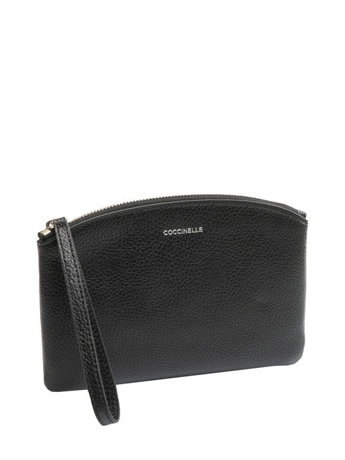 ROUNDED ENVELOPE Clutch aus Leder mit Manschette Schwarz - Damentaschen