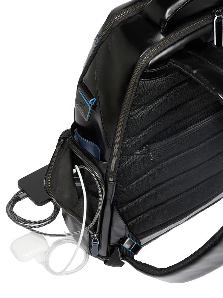 BLUE SQUARE  15,6-Zoll-Laptop-Rucksack aus Leder Schwarz - PC-Rucksäcke