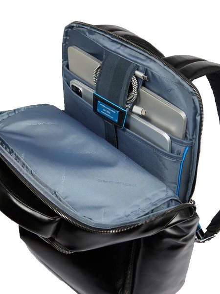 BLUE SQUARE  15,6-Zoll-Laptop-Rucksack aus Leder Schwarz - PC-Rucksäcke
