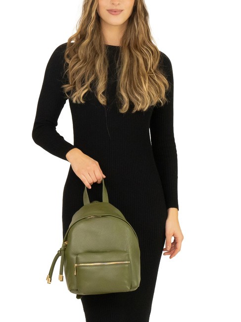 VANESSA Dollar-Rucksack aus Leder Olive - Damentaschen