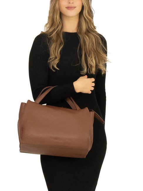 FRESIA Handtasche mit Schultergurt aus Leder verbrannt - Damentaschen