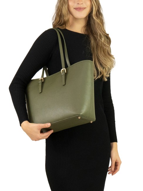 CHIARA Dollar-Shopper-Tasche aus Leder Olive - Damentaschen