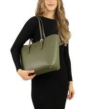 LESAC CHIARA Dollar-Shopper-Tasche aus Leder Olive - Damentaschen - 5