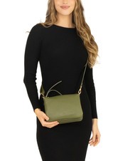 LESAC SIMONA Umhängetasche aus Tris-Dollar-Leder Olive - Damentaschen - 4