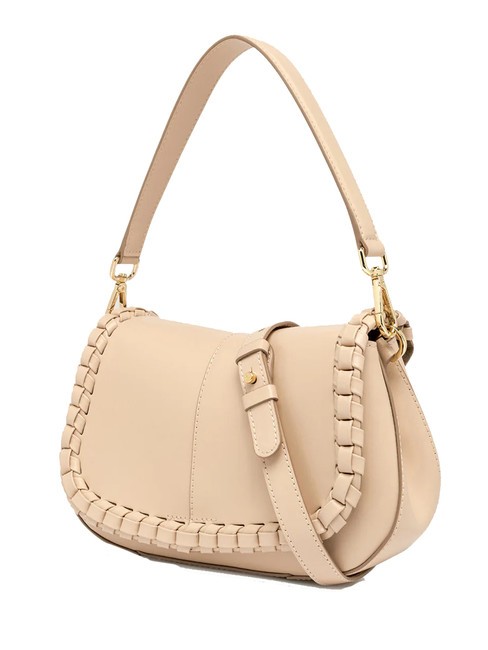 HELENA ROUND Ledertasche mit Klappe Creme - Damentaschen