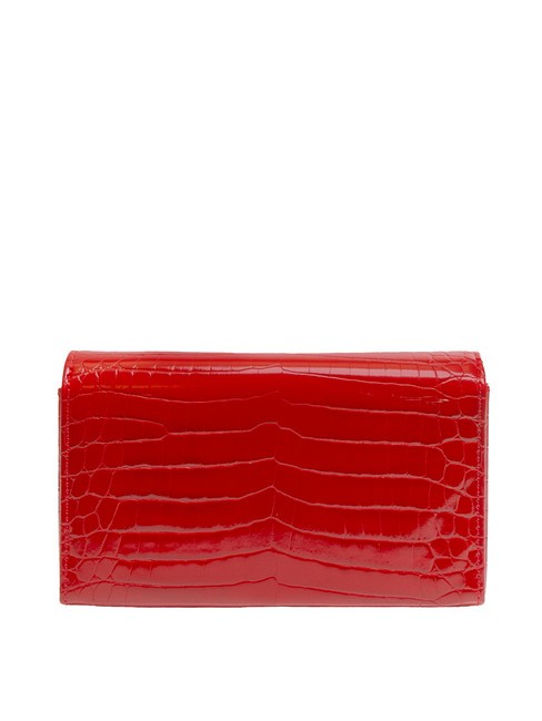 SHINY CROCO Clutch mit Schulterriemen aus Metall ROT - Damentaschen