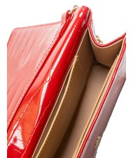 LOVE MOSCHINO SHINY CROCO Clutch mit Schulterriemen aus Metall ROT - Damentaschen - 4