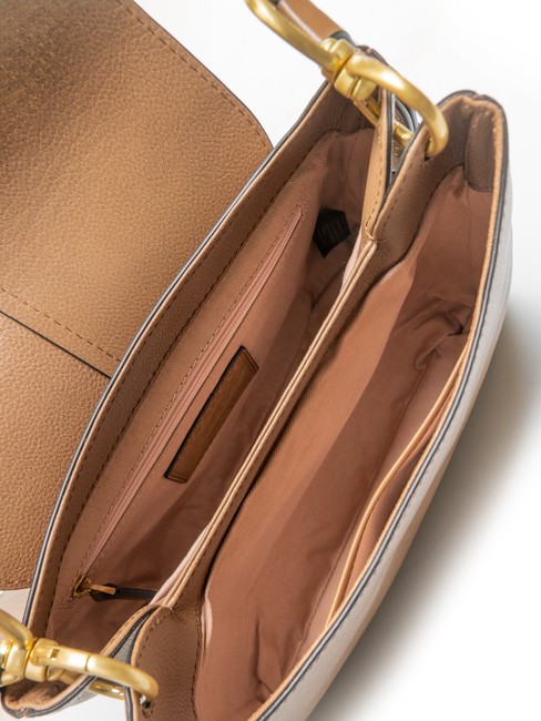 ELISABETTA Umhängetasche aus Leder mit Klappe Auster Abb. Gold - Damentaschen