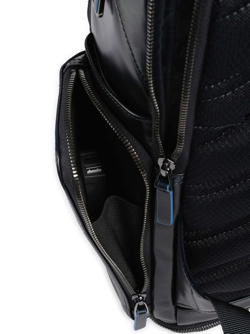 BLUE SQUARE  15,6-Zoll-Laptop-Rucksack aus Leder Blau - PC-Rucksäcke