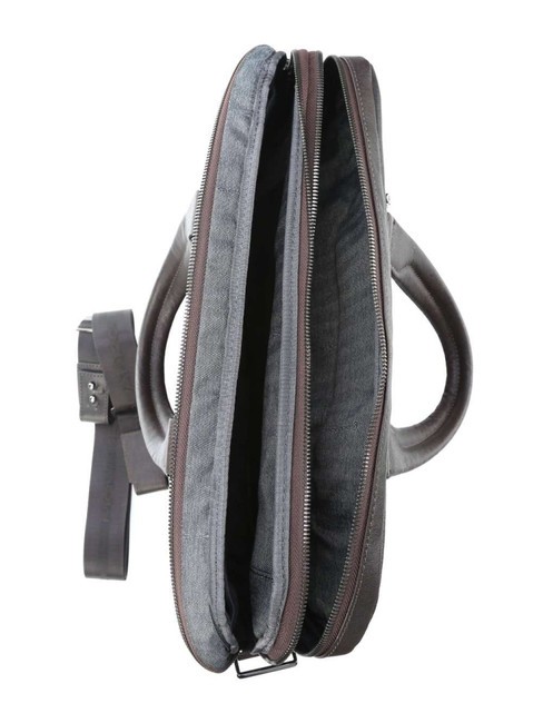 CAMPIONARIO - BLACK SQUARE Leder-Aktentasche f&uuml;r 15,6-Zoll-Laptop MORO - Arbeitstaschen