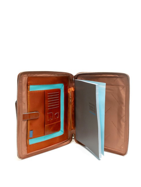 CAMPIONARIO - BLUE SQUARE A4-Klemmbrett aus Leder mit Griffen ORANGE - Tablettmappe &amp; Organizer