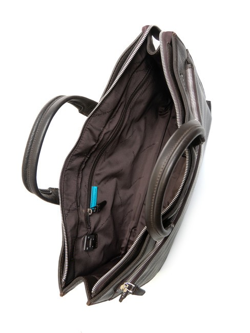 CAMPIONARIO - MODUS Aktentasche aus Leder, 15,6-Zoll-Laptophalter dunkelhaarig - Arbeitstaschen