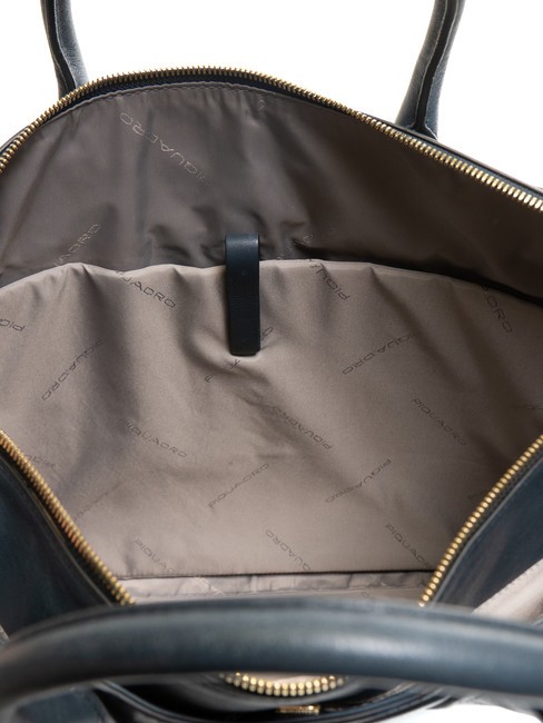 CAMPIONARIO - GEA  15,6-Zoll-Laptop-Aktentasche aus Leder Blau - Arbeitstaschen