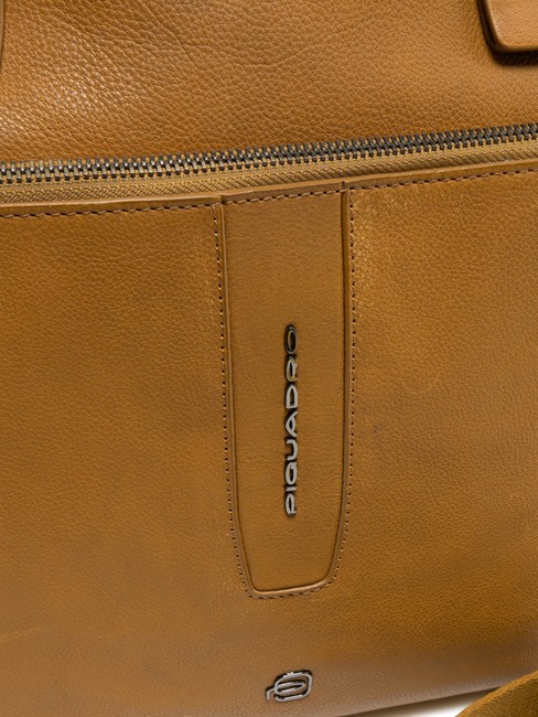 CAMPIONARIO - IMHO Aktentasche aus Leder f&uuml;r PC 14 " Gelb - Arbeitstaschen