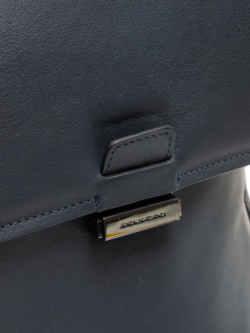 CAMPIONARIO - DAVID Aktentasche aus Leder f&uuml;r 15,6 "PC Blau - Arbeitstaschen