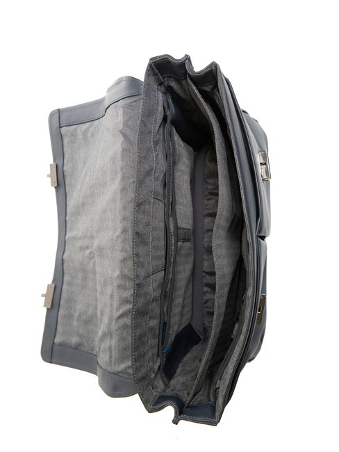 CAMPIONARIO - DAVID Aktentasche aus Leder f&uuml;r 15,6 "PC Blau - Arbeitstaschen