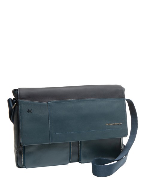 CAMPIONARIO - CARY Leder-Messenger, 13-Zoll-Laptophalter Blau - Arbeitstaschen