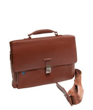 PIQUADRO CAMPIONARIO - BLUE SQUARE OUT Aktentasche aus Leder f&uuml;r 15-Zoll-Laptop BRAUN - Arbeitstaschen - 2