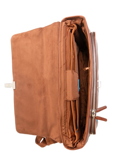 CAMPIONARIO - BLUE SQUARE OUT Aktentasche aus Leder f&uuml;r 15-Zoll-Laptop BRAUN - Arbeitstaschen
