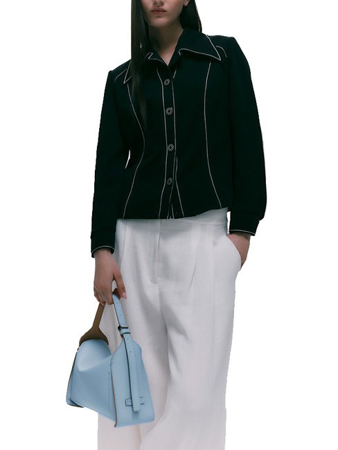 PENELOPE Umhängetasche aus Leder mit Schultergurt Himmel-Karamell - Damentaschen